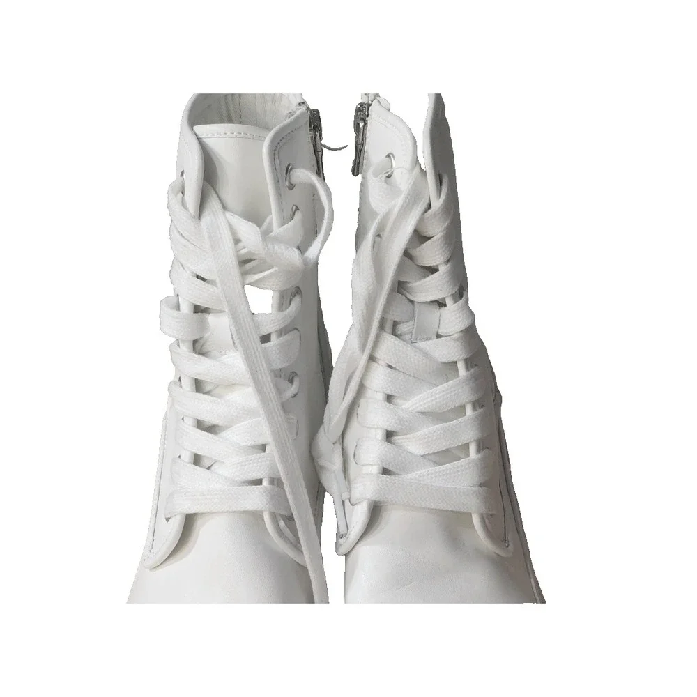 Steve‎ Madden Women's Bloomed White BL000361 Leather Lace-Up Boots Size 7.5 - Picture 6 of 16